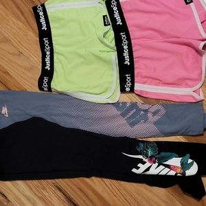 Nike legging and justicesport shorts bundle